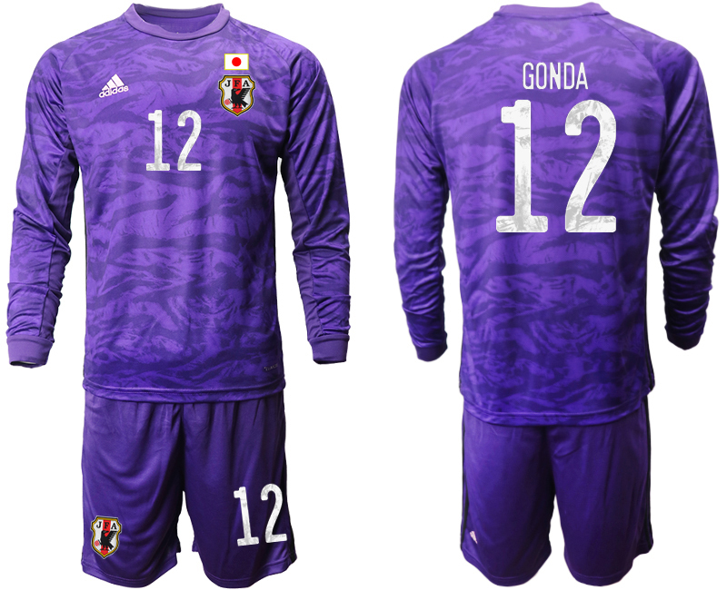 Men 2020-2021 Season National team Japan goalkeeper Long sleeve purple #12 Soccer Jersey
